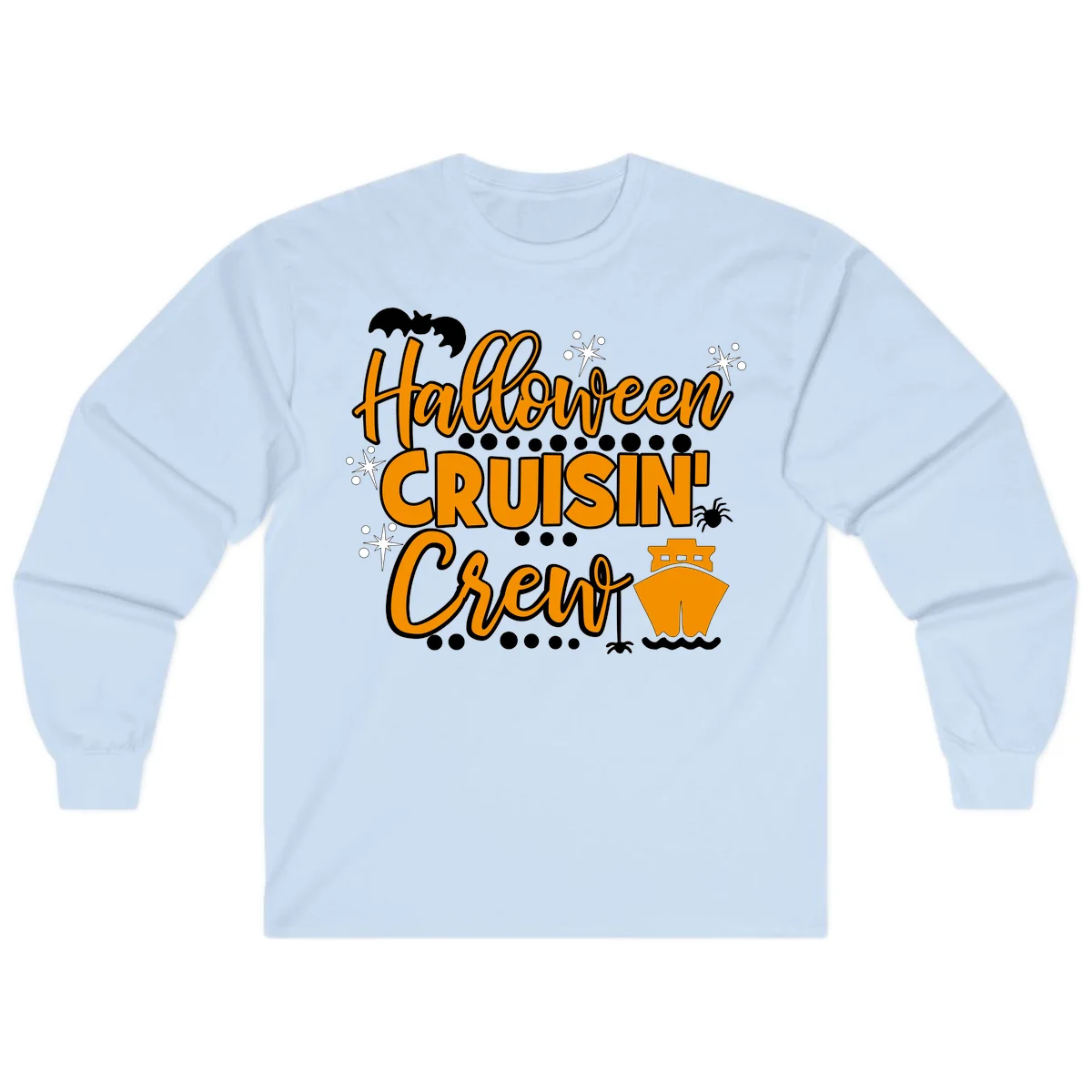 Halloween Cruisin' Crew Long Sleeve for Fall Cruise in Light Blue