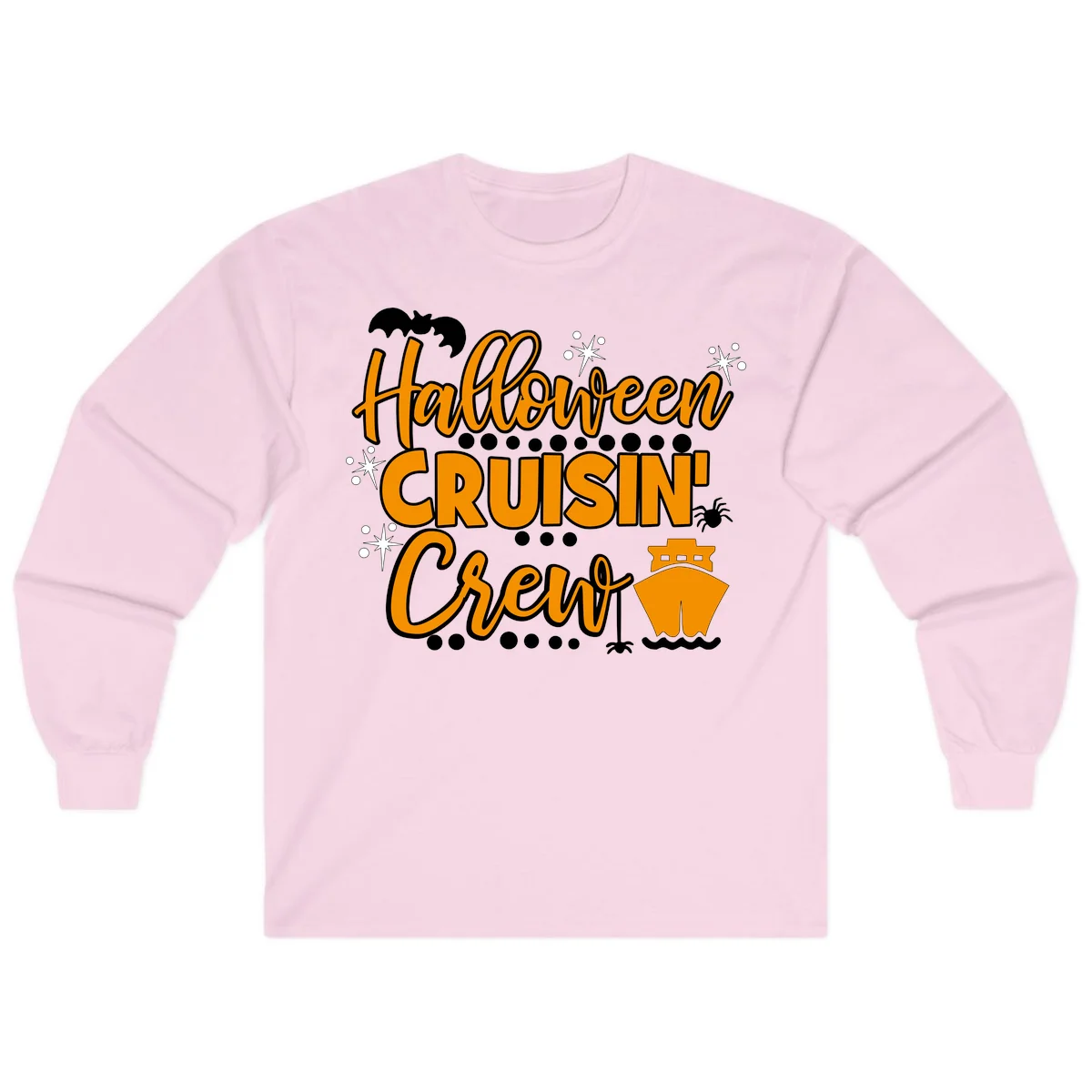 Halloween Cruisin' Crew Long Sleeve for Fall Cruise in Light Pink