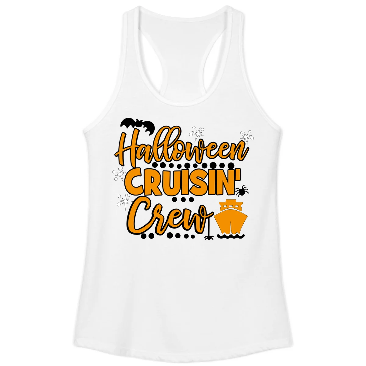 Halloween Cruisin' Crew Ladies Tank for Spooky Cruise in White