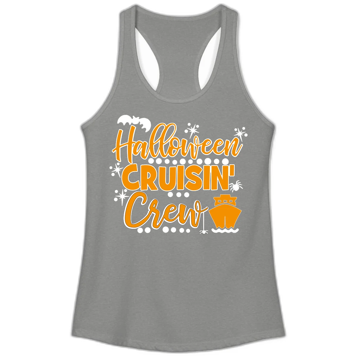 Halloween Cruisin' Crew Ladies Tank for Spooky Cruise in Heather Grey