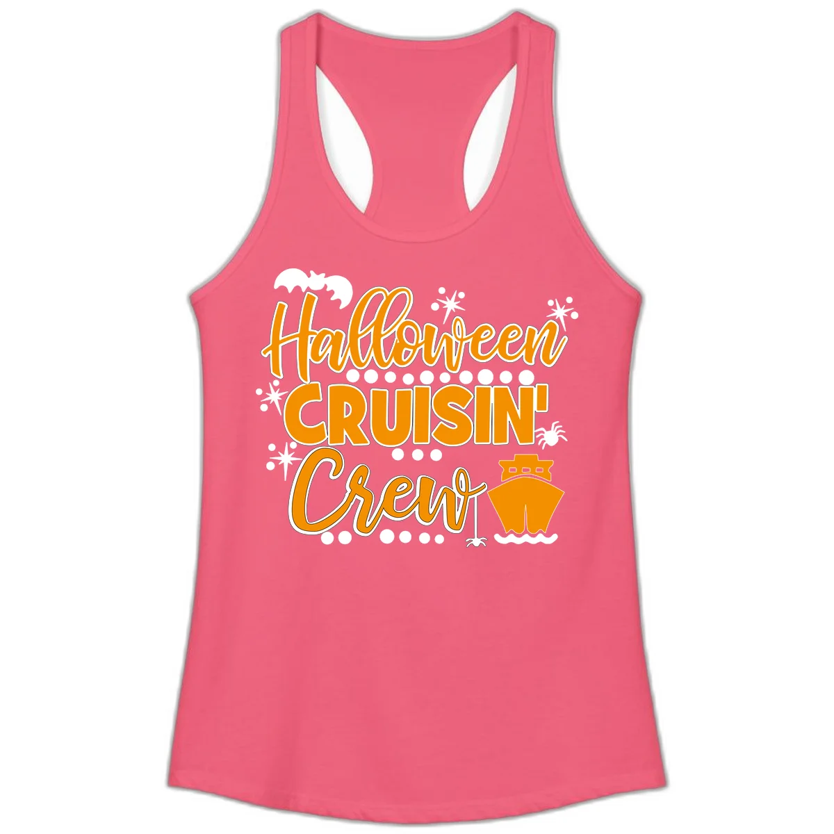 Halloween Cruisin' Crew Ladies Tank for Spooky Cruise in Hot Pink