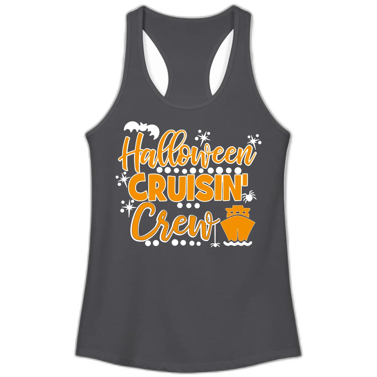 Halloween Cruisin' Crew Ladies Tank for Spooky Cruise in Solid Dark Gray