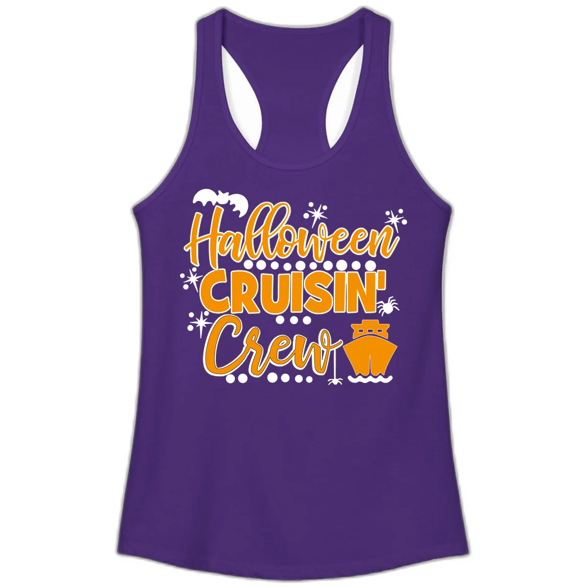 Halloween Cruisin' Crew Ladies Tank for Spooky Cruise in Solid Purple Rush