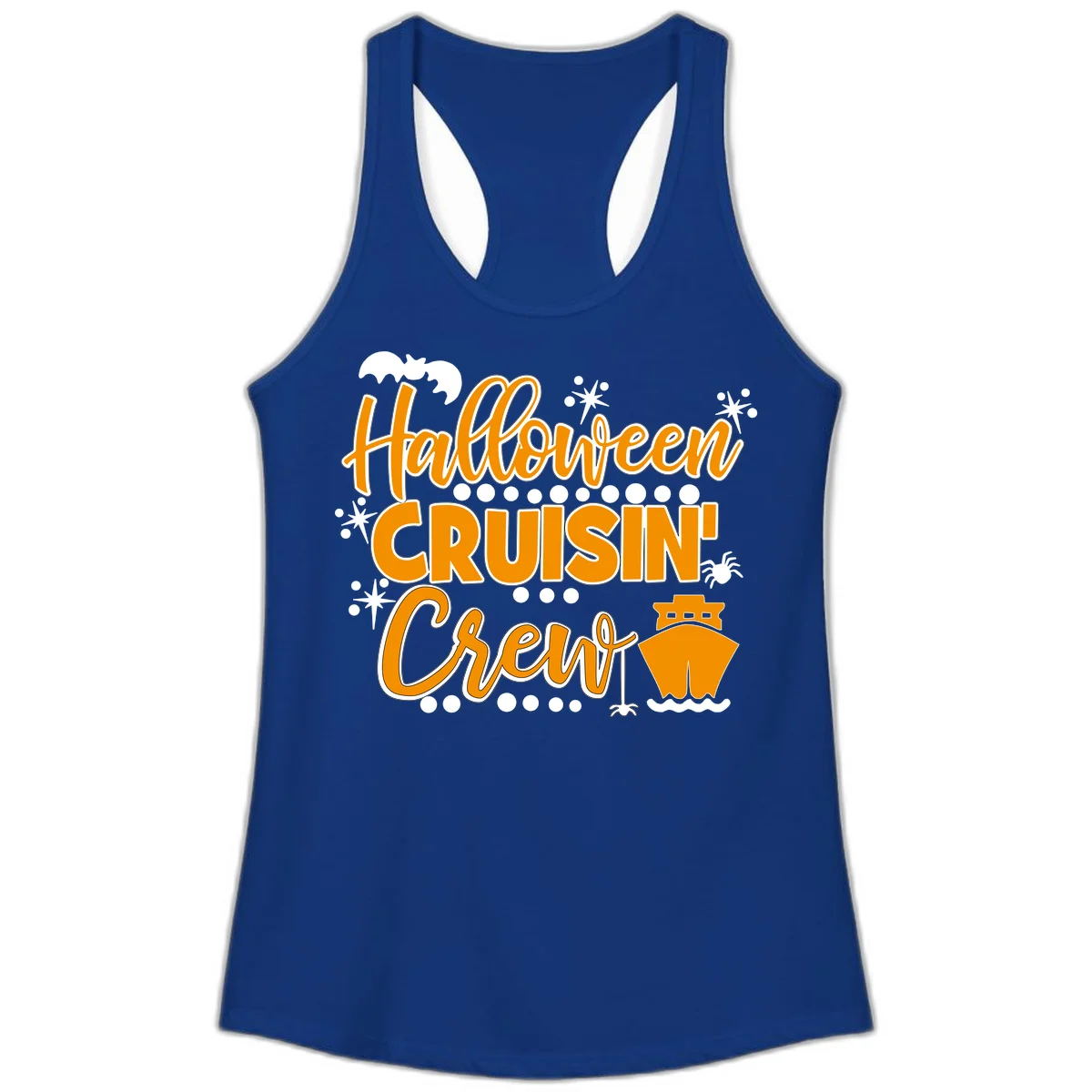 Halloween Cruisin' Crew Ladies Tank for Spooky Cruise in Solid Royal