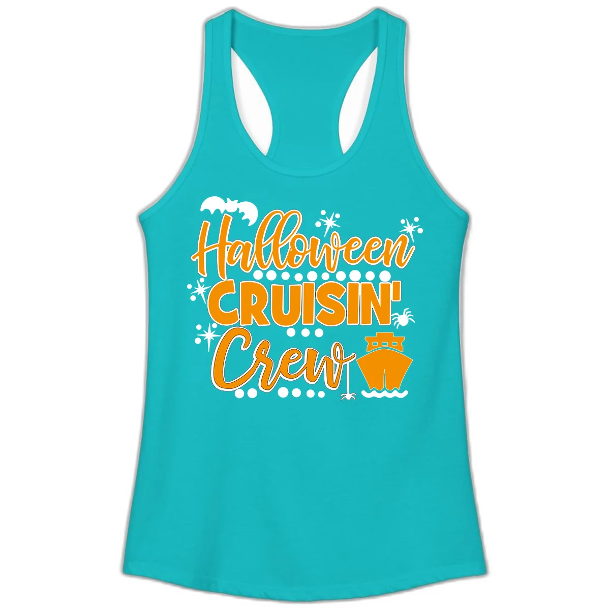 Halloween Cruisin' Crew Ladies Tank for Spooky Cruise in Tahiti Blue