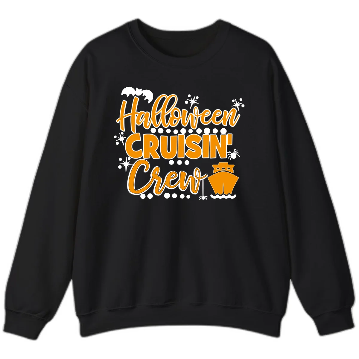 Halloween Cruisin' Crew Sweatshirt for Spooky Trip in Black