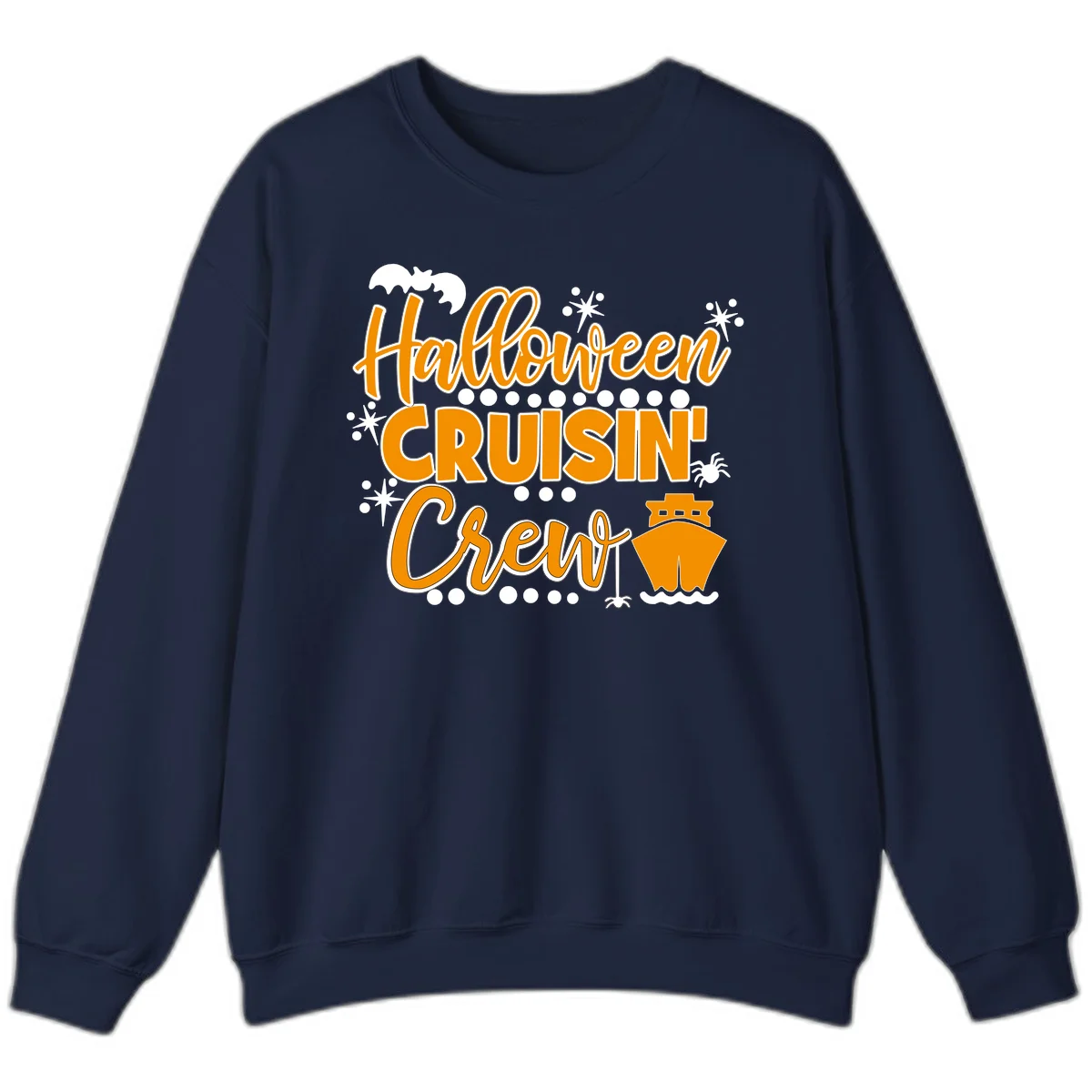 Halloween Cruisin' Crew Sweatshirt for Spooky Trip in Navy