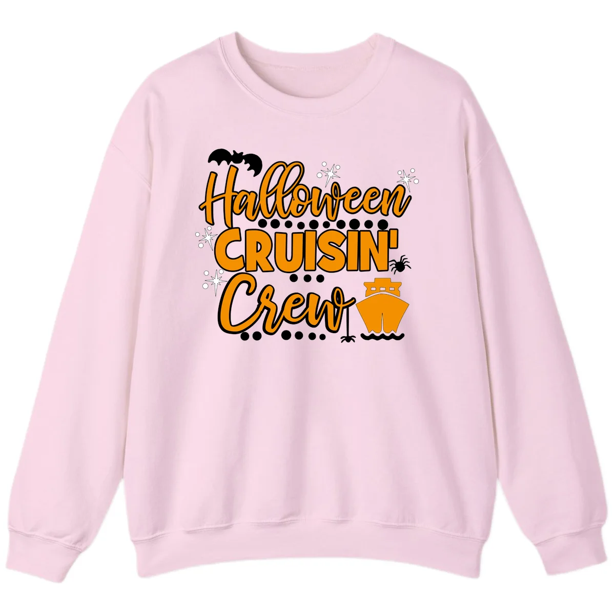Halloween Cruisin' Crew Sweatshirt for Spooky Trip in Light Pink