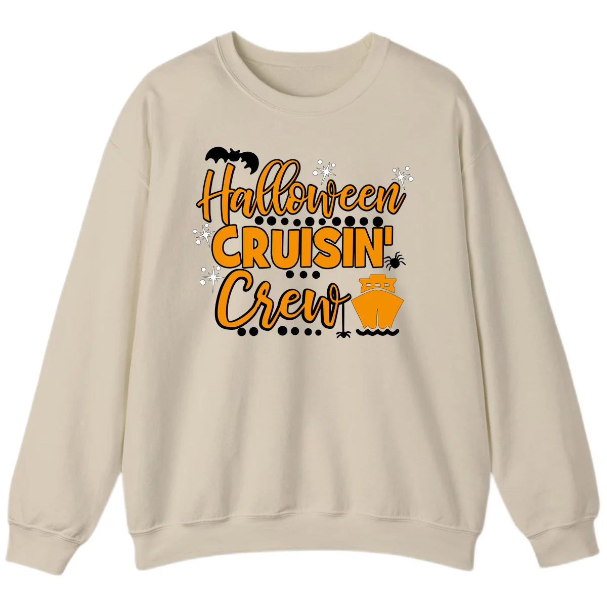 Halloween Cruisin' Crew Sweatshirt for Spooky Trip in Sand