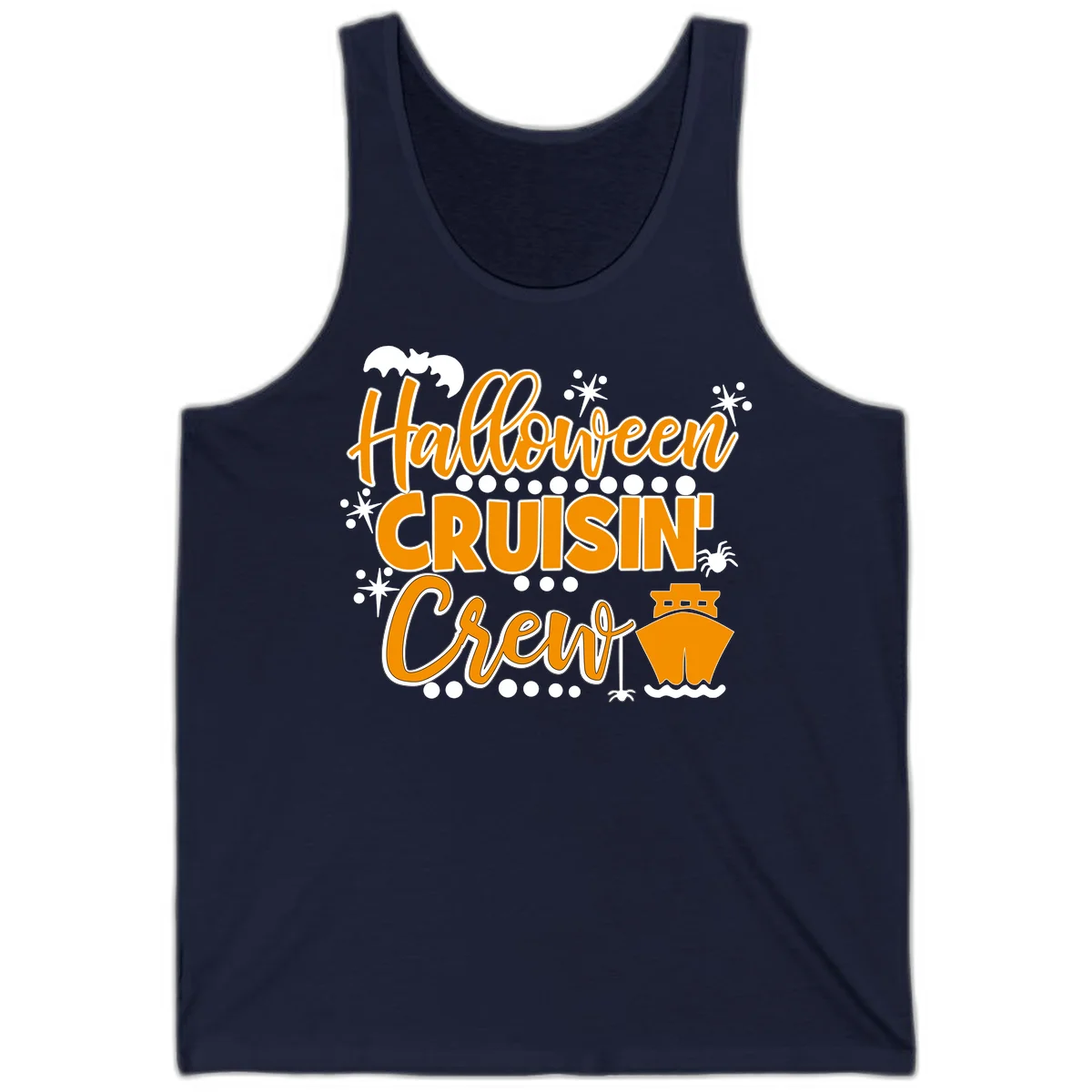 Halloween Cruisin' Crew Tank Top for Warm Weather in Navy