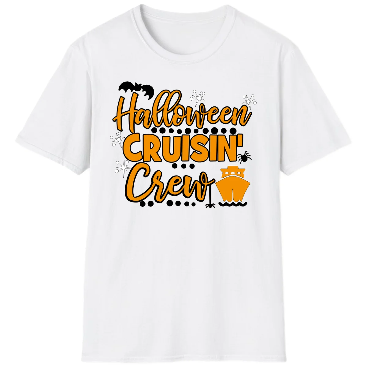 Halloween Cruisin' Crew T-Shirt for Spooky Cruise Fun in White