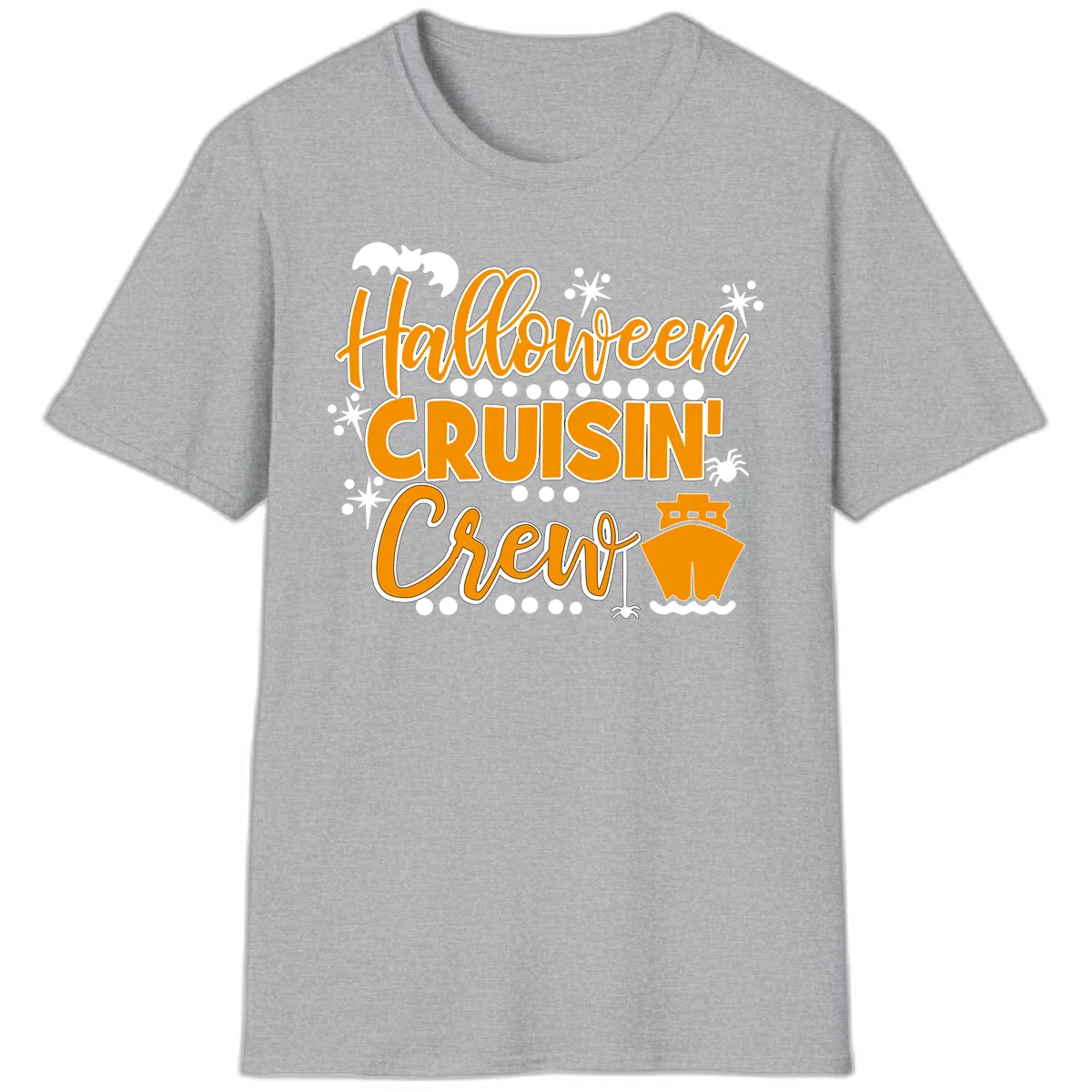 Halloween Cruisin' Crew T-Shirt for Spooky Cruise Fun in Sport Grey