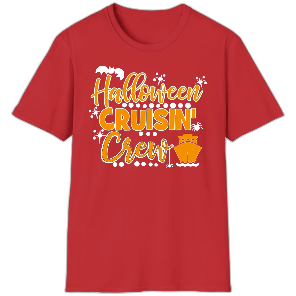 Halloween Cruisin' Crew T-Shirt for Spooky Cruise Fun in Red
