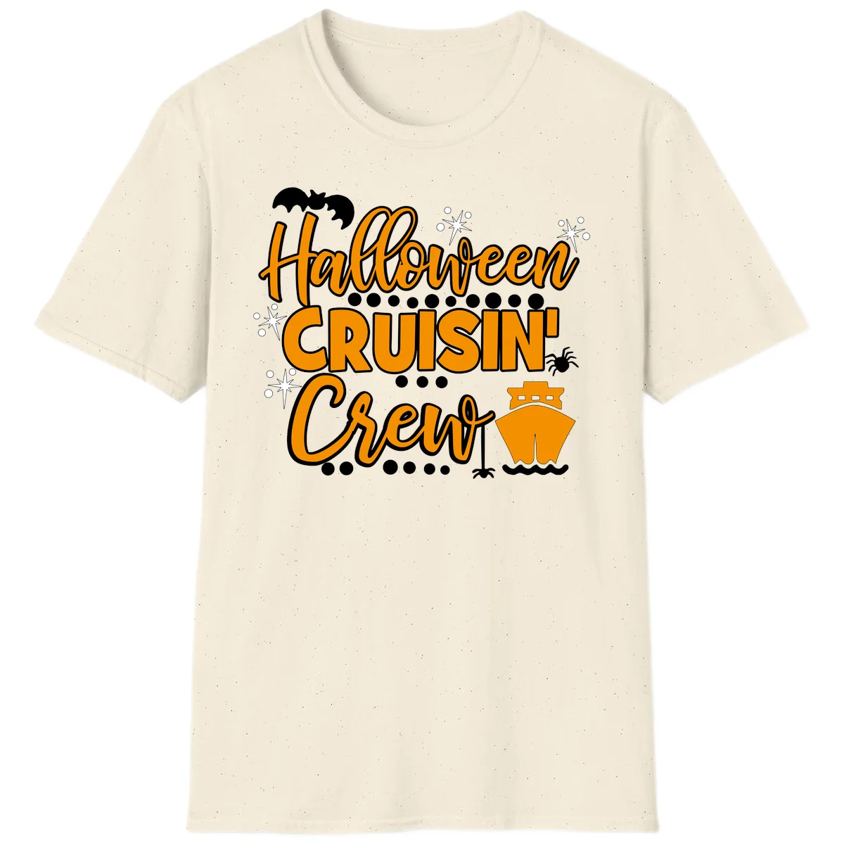 Halloween Cruisin' Crew T-Shirt for Spooky Cruise Fun in Natural