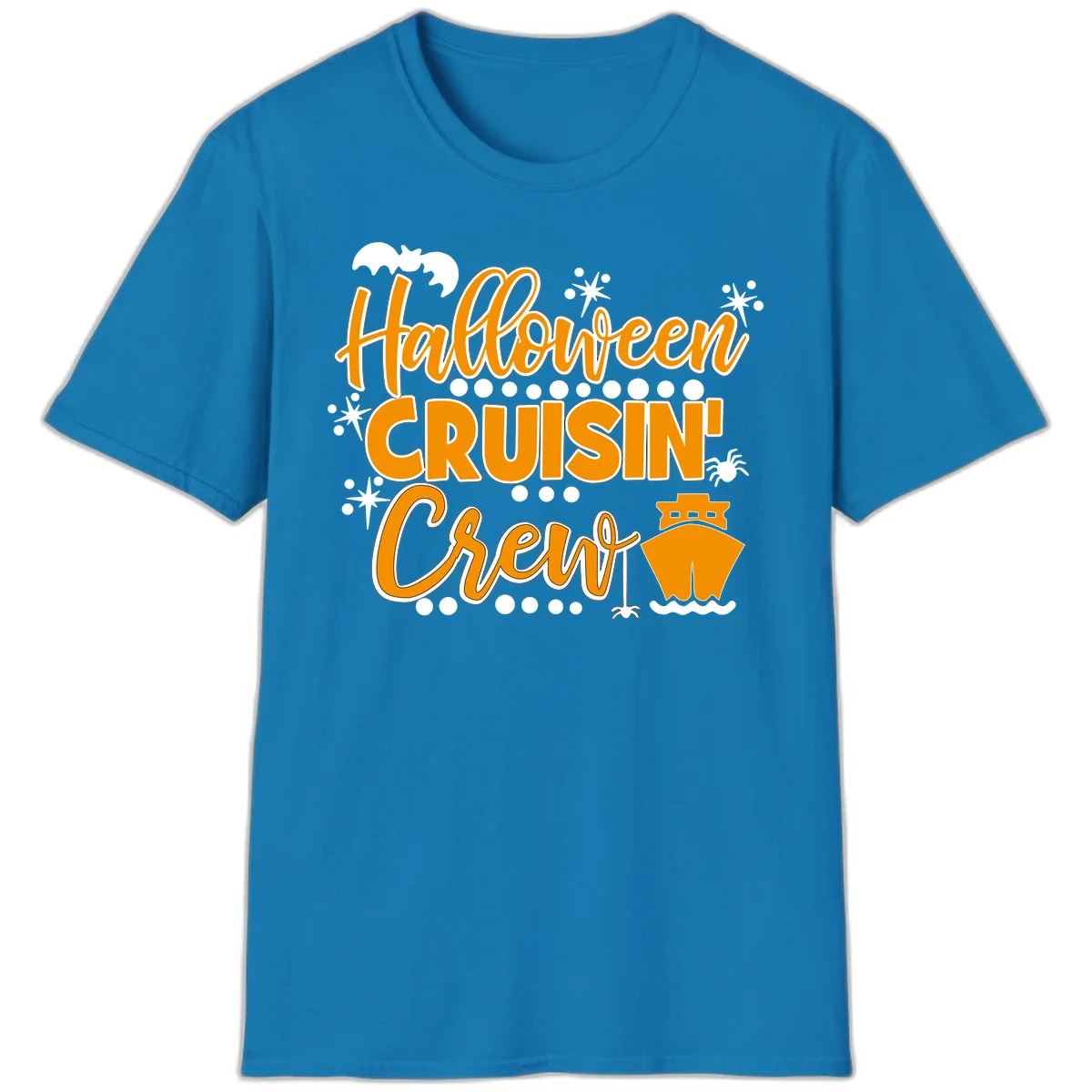 Halloween Cruisin' Crew T-Shirt for Spooky Cruise Fun in Sapphire