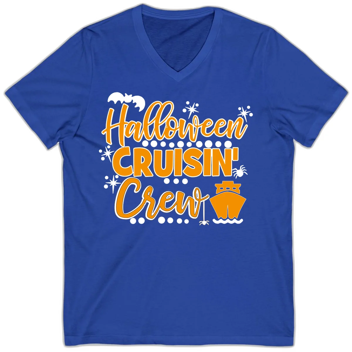 Halloween Cruisin' Crew V-Neck for Spooky Vacations in True Royal