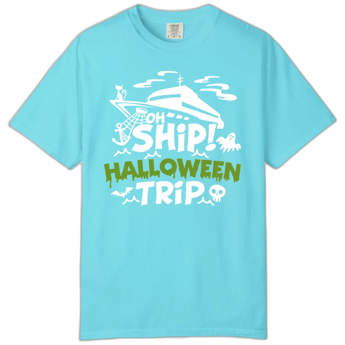 Oh Ship Halloween Trip Comfort Color in Lagoon Blue