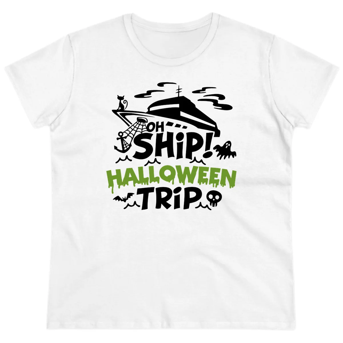 Oh Ship Halloween Trip Ladies Tee in White