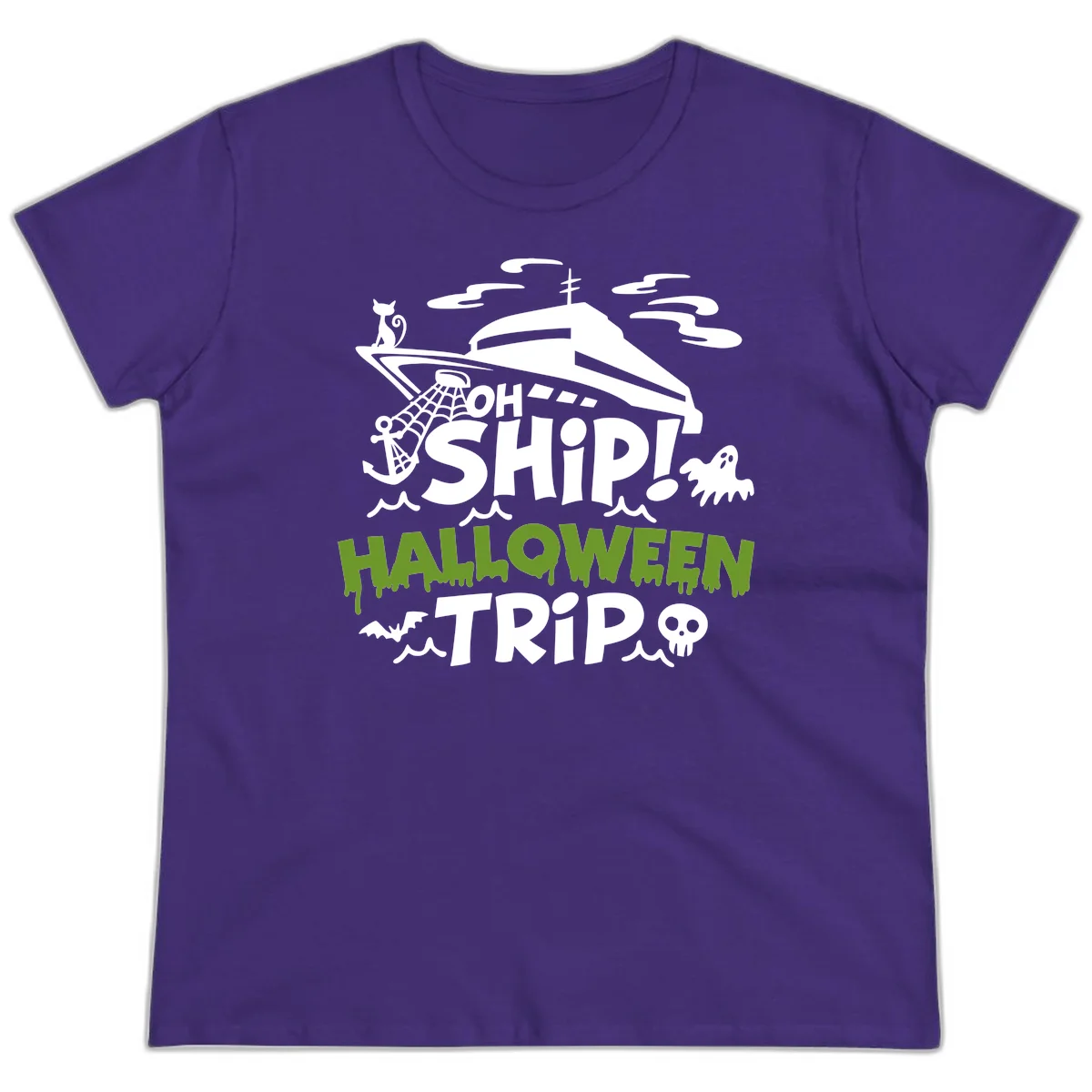 Oh Ship Halloween Trip Ladies Tee in Purple