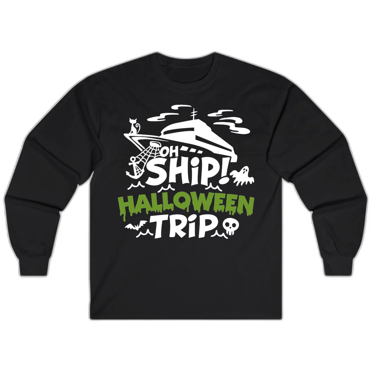 Oh Ship Halloween Trip Long Sleeve in Black
