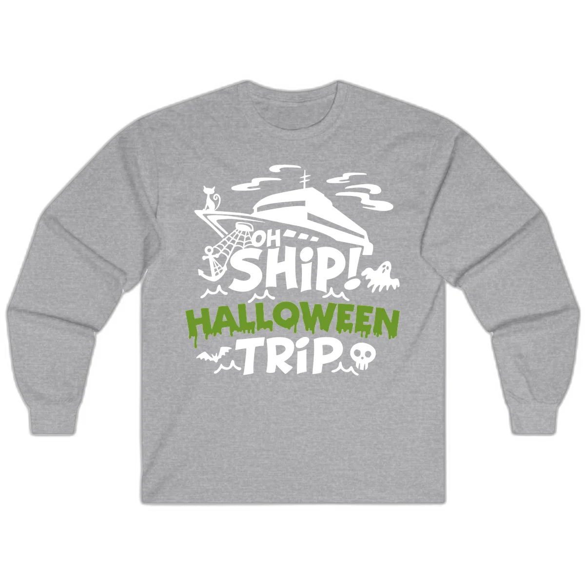 Oh Ship Halloween Trip Long Sleeve in Sport Grey