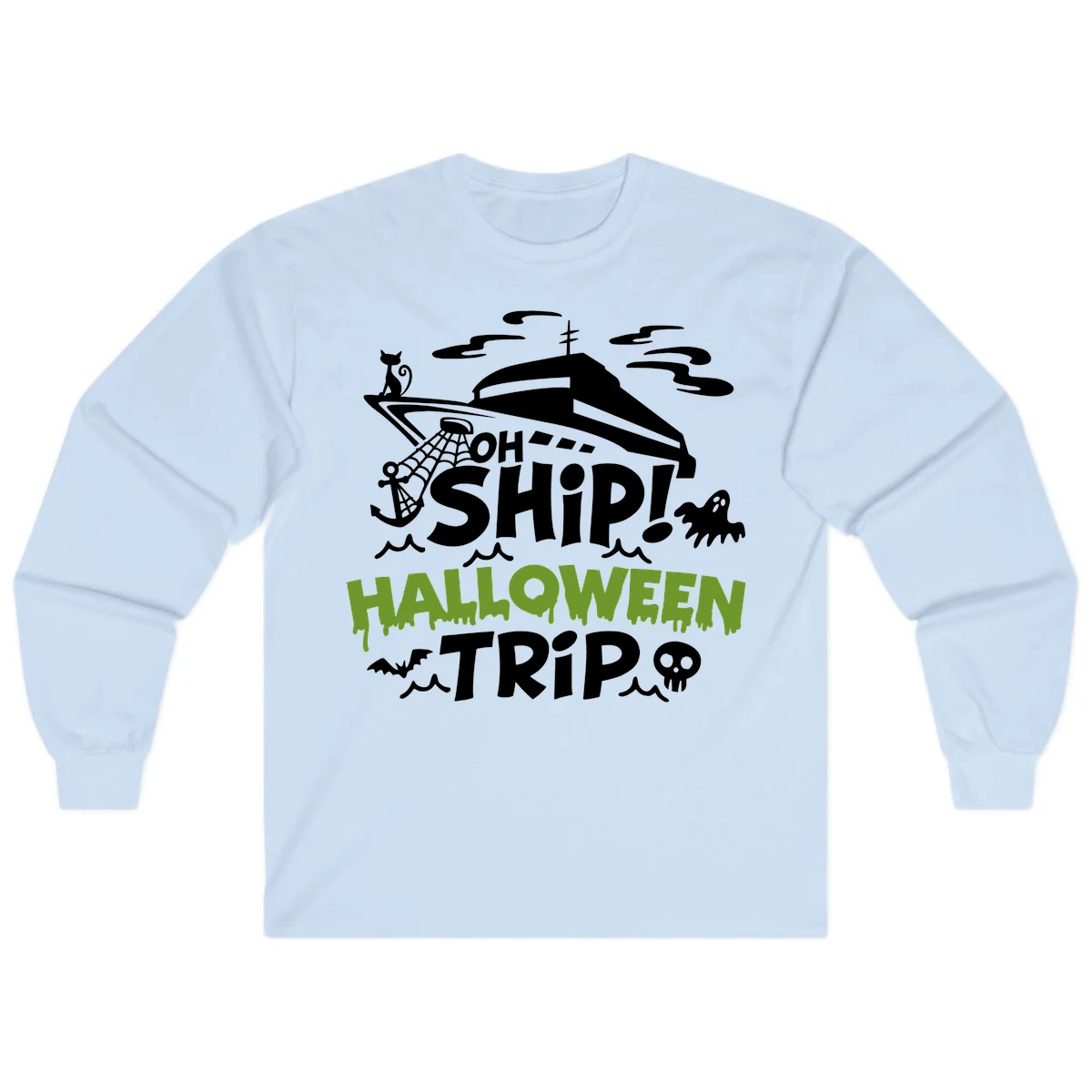 Oh Ship Halloween Trip Long Sleeve in Light Blue