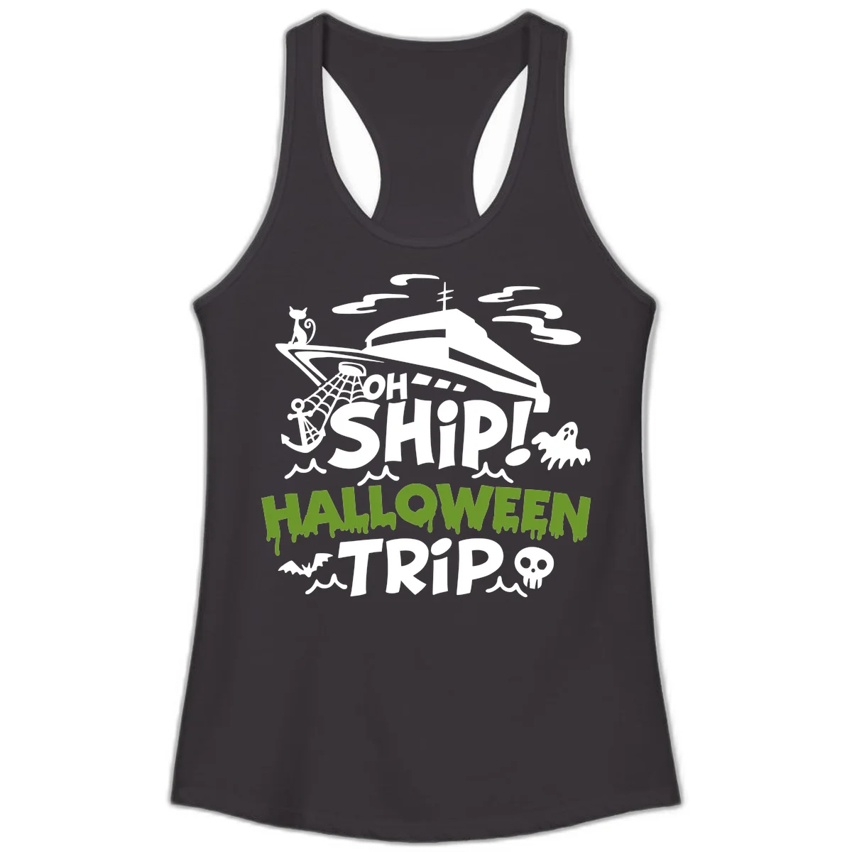 Oh Ship Halloween Trip Ladies Tank in Black