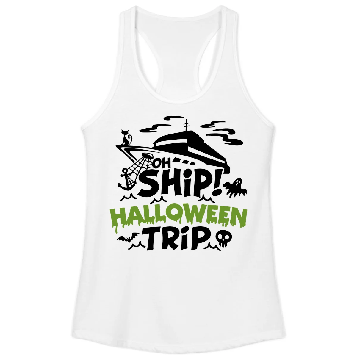 Oh Ship Halloween Trip Ladies Tank in White