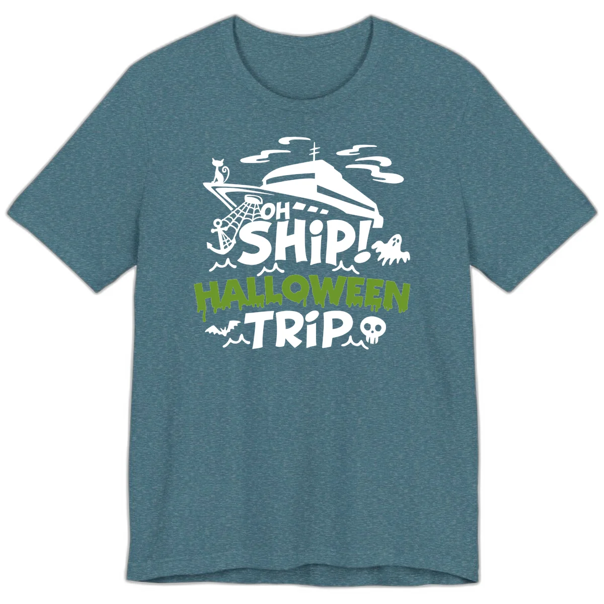 Oh Ship Halloween Trip Premium T-Shirt in Heather Deep Teal