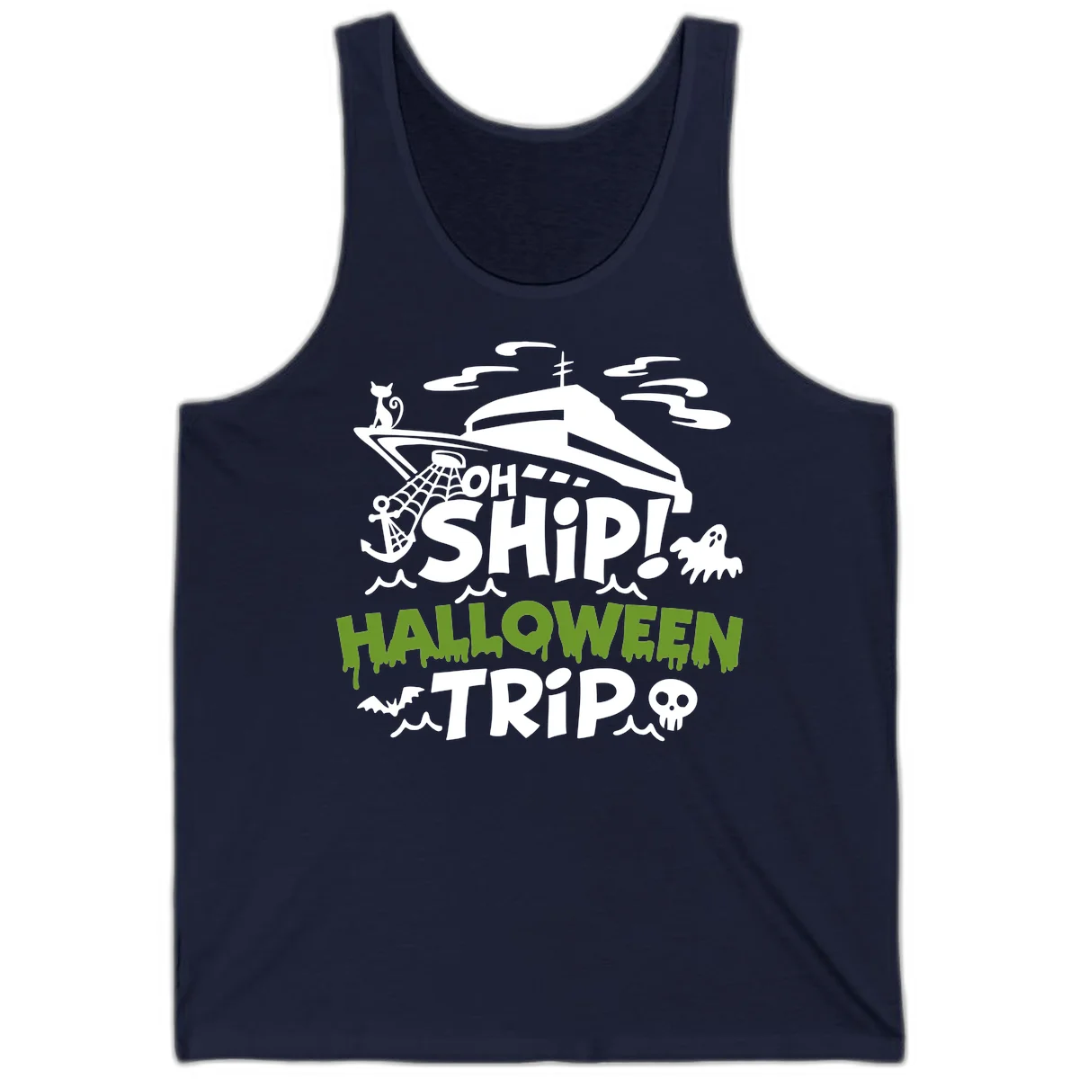 Oh Ship Halloween Trip Tank in Navy