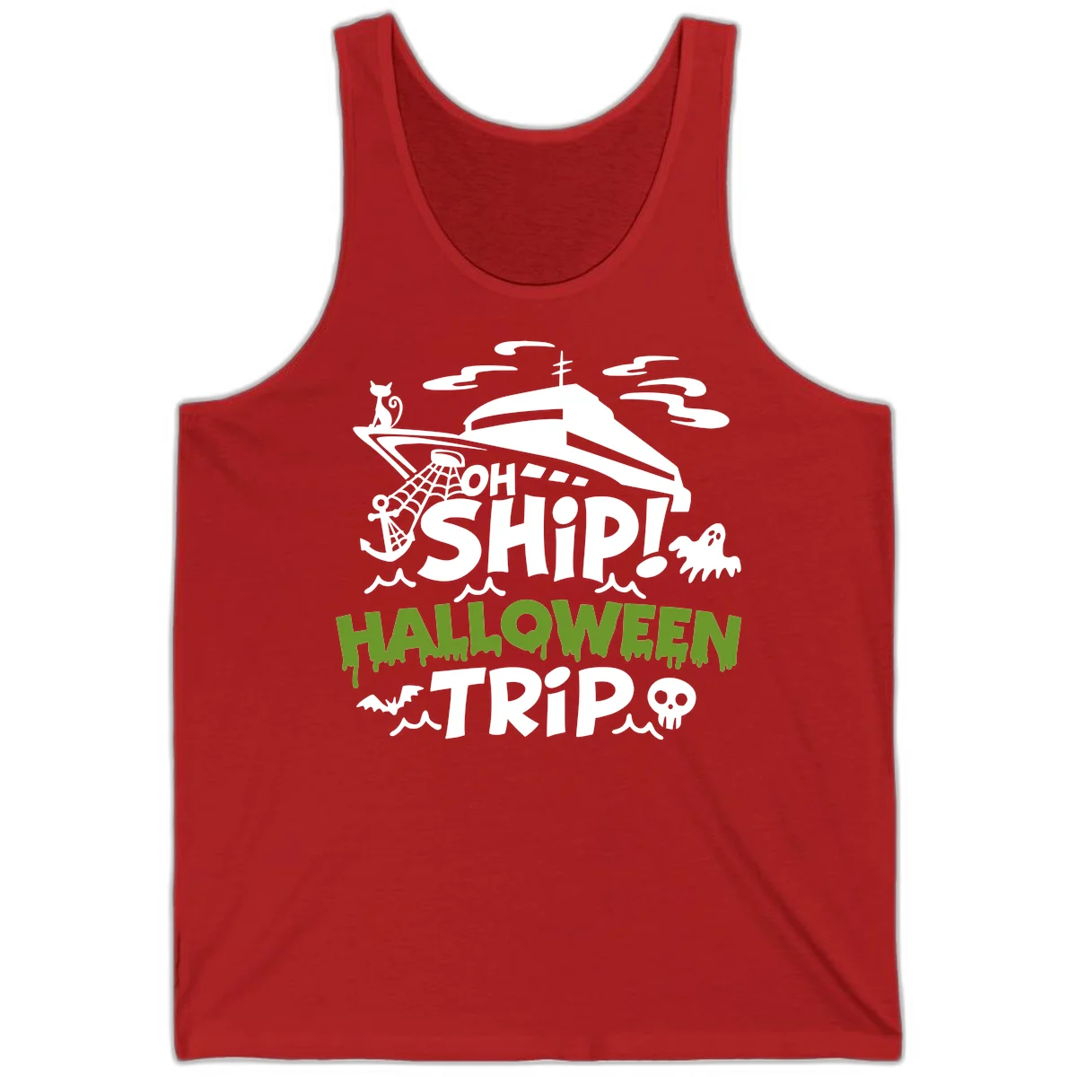 Oh Ship Halloween Trip Tank in Red