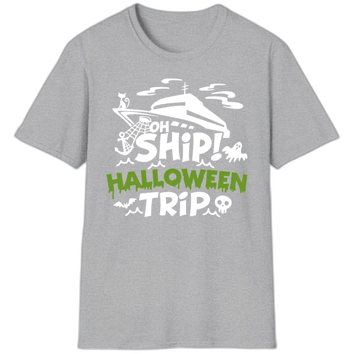 Oh Ship Halloween Trip T-Shirt in Sport Grey