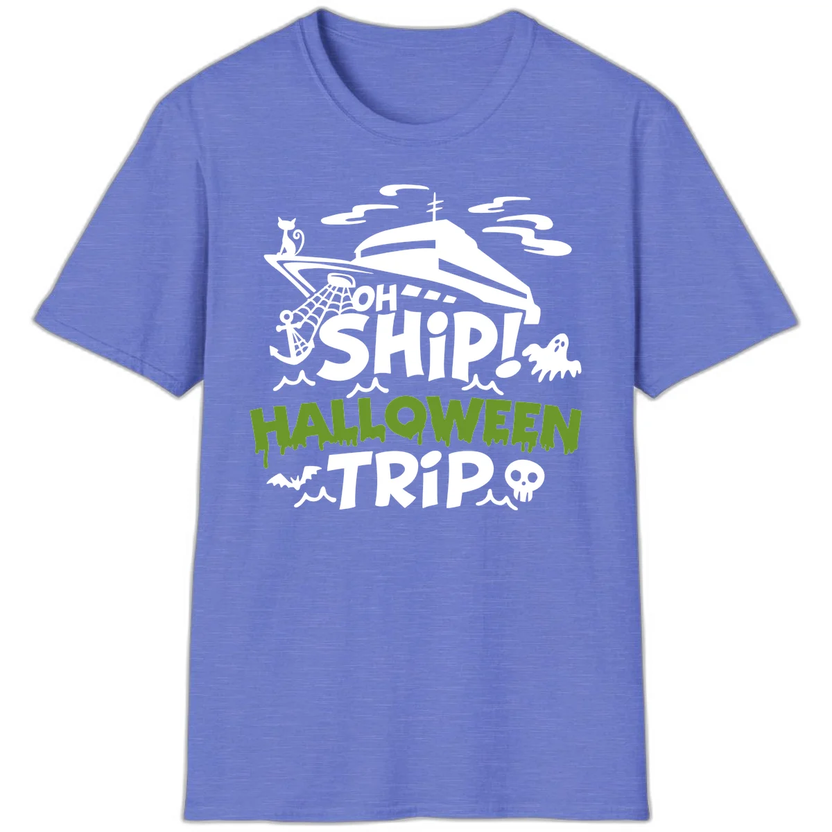 Oh Ship Halloween Trip T-Shirt in Heather Royal