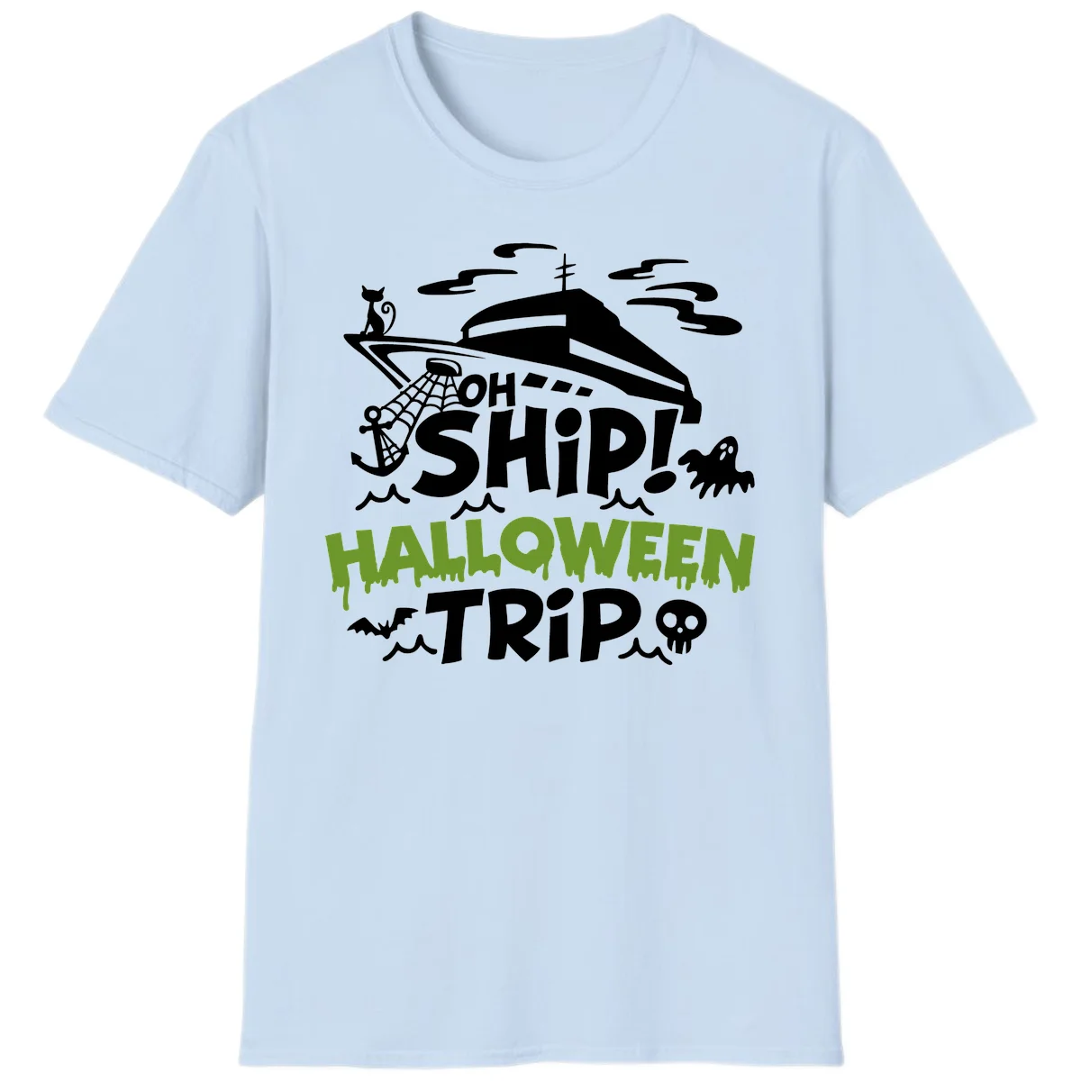 Oh Ship Halloween Trip T-Shirt in Light Blue