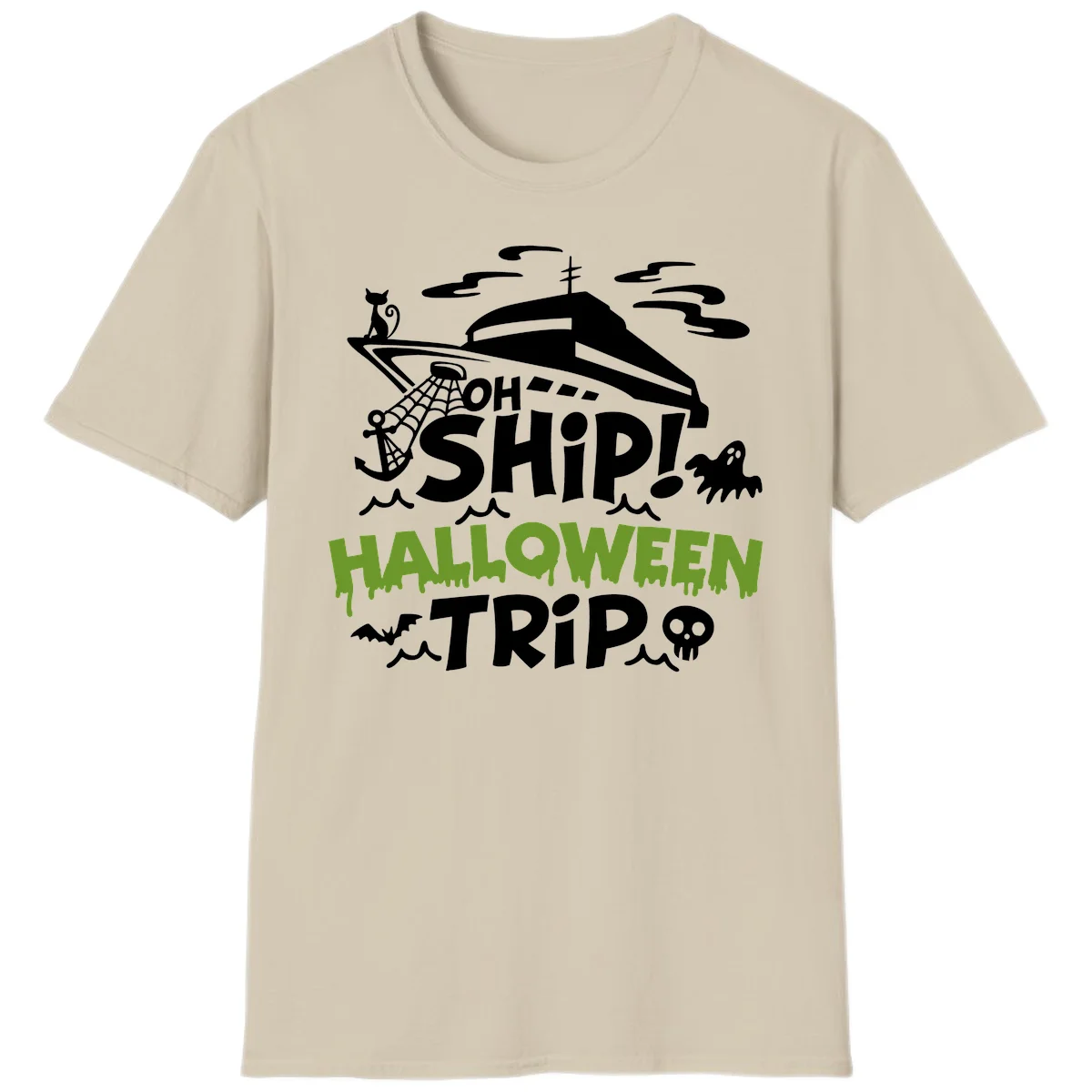 Oh Ship Halloween Trip T-Shirt in Sand