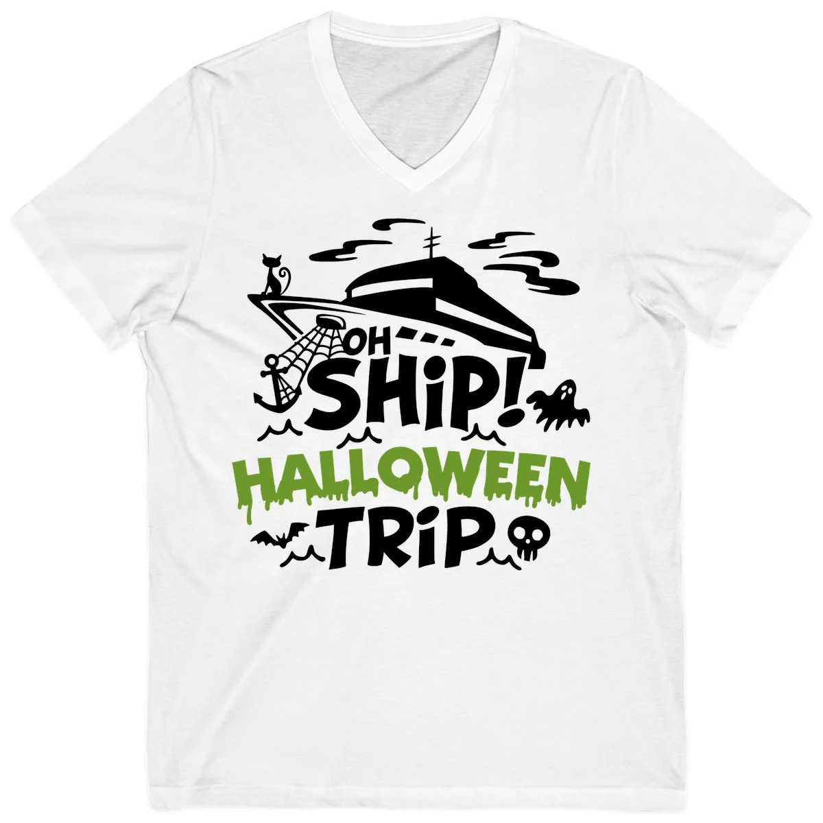 Oh Ship Halloween Trip V-Neck in White