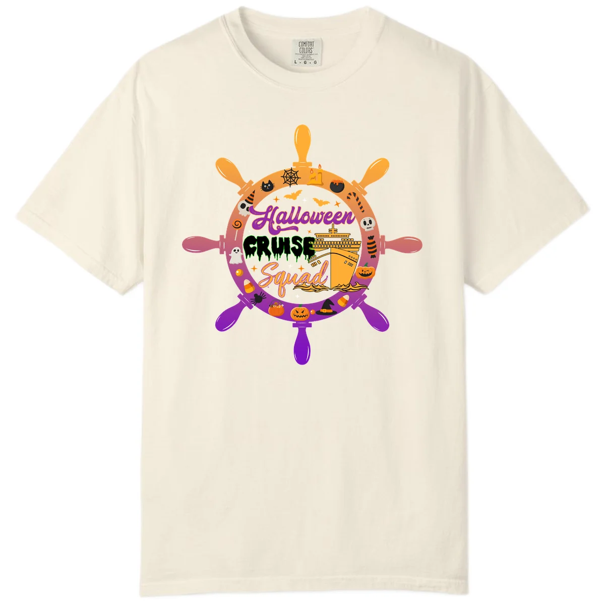 Halloween Cruise Squad Ship Wheel Comfort Color in Ivory