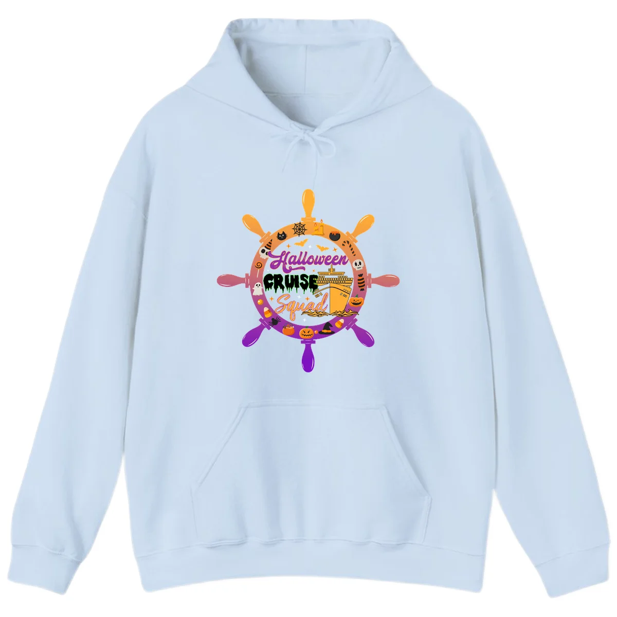 Halloween Cruise Squad Ship Wheel Hoodie in Light Blue
