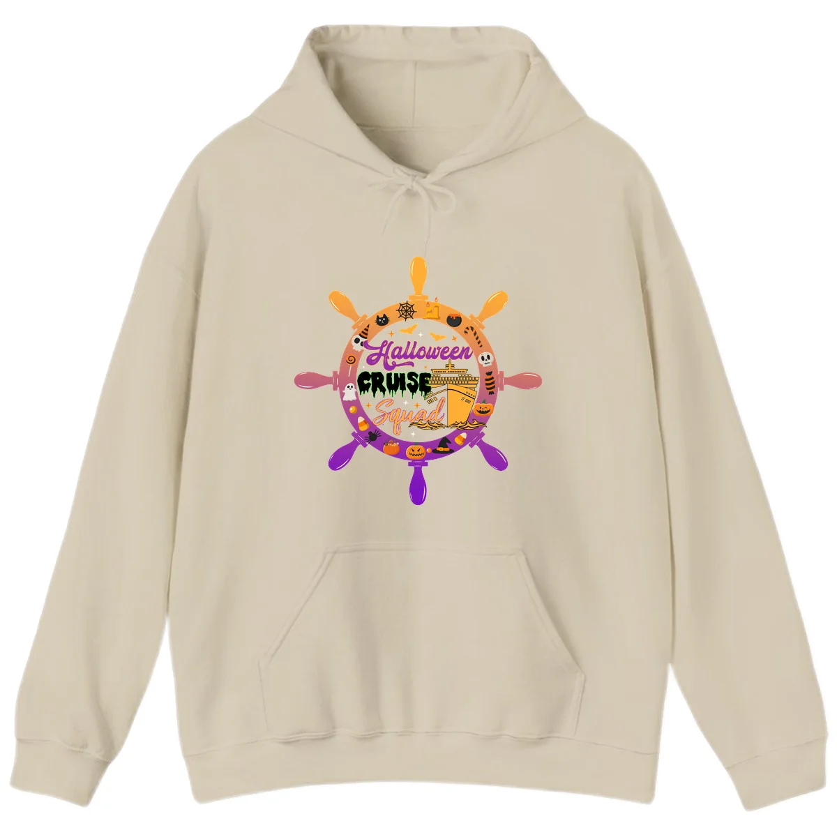 Halloween Cruise Squad Ship Wheel Hoodie in Sand