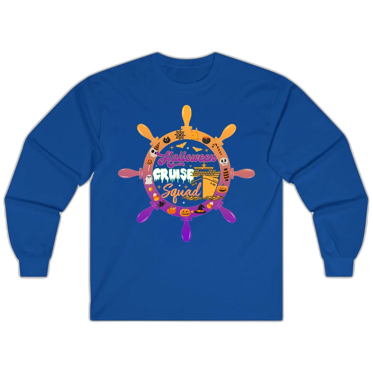 Halloween Cruise Squad Ship Wheel Long Sleeve in Royal