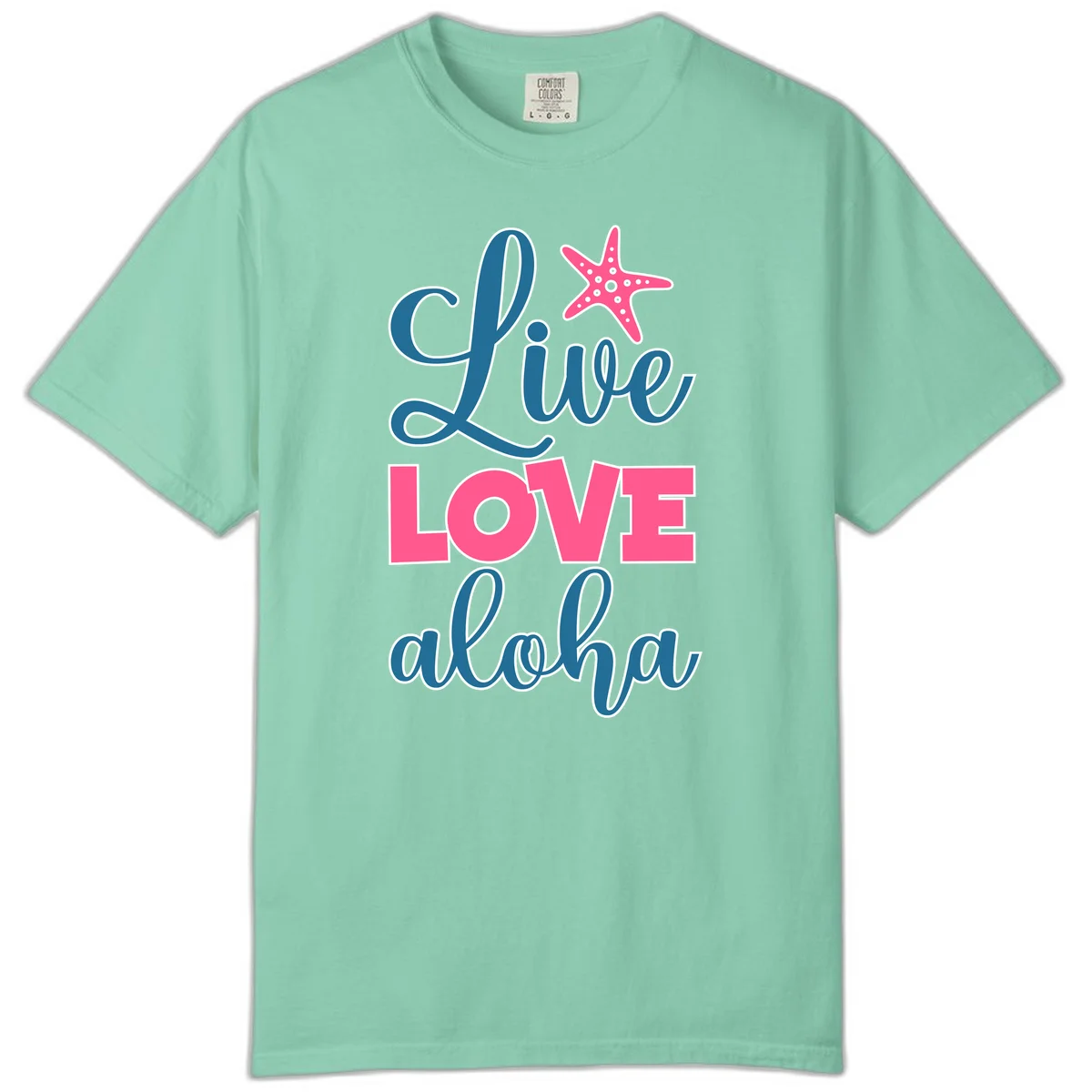 Live Life Aloha Starfish Comfort Color Tee in Island Reef