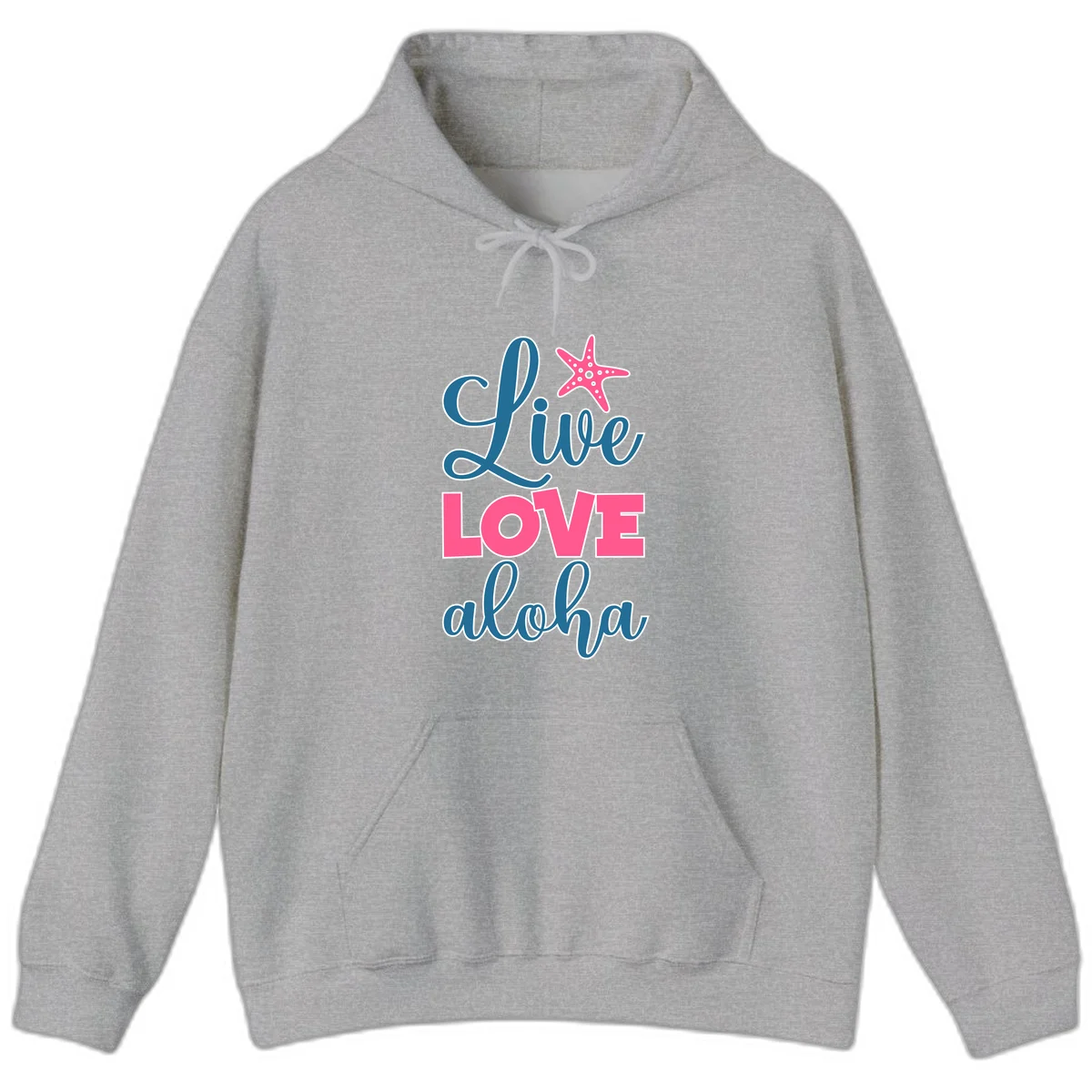 Live Life Aloha Starfish Hoodie in Sport Grey