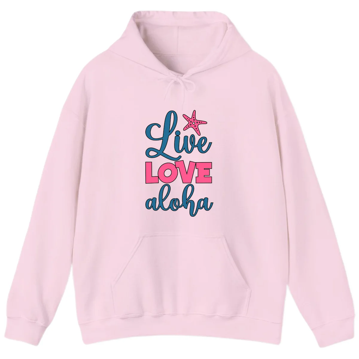 Live Life Aloha Starfish Hoodie in Light Pink