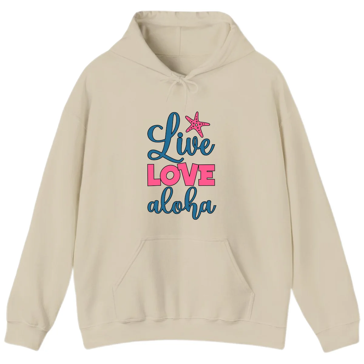 Live Life Aloha Starfish Hoodie in Sand