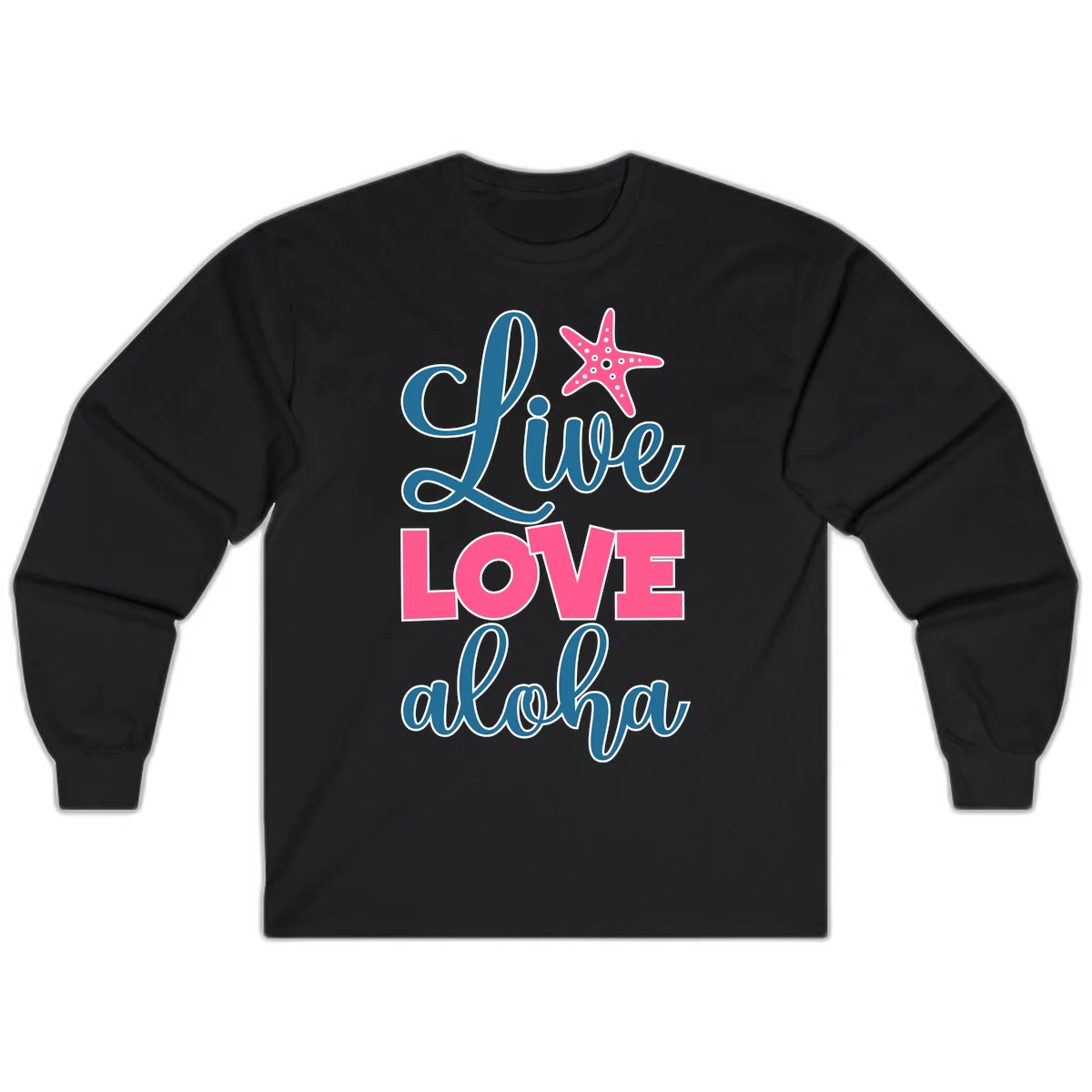 Live Life Aloha Starfish Long Sleeve in Black
