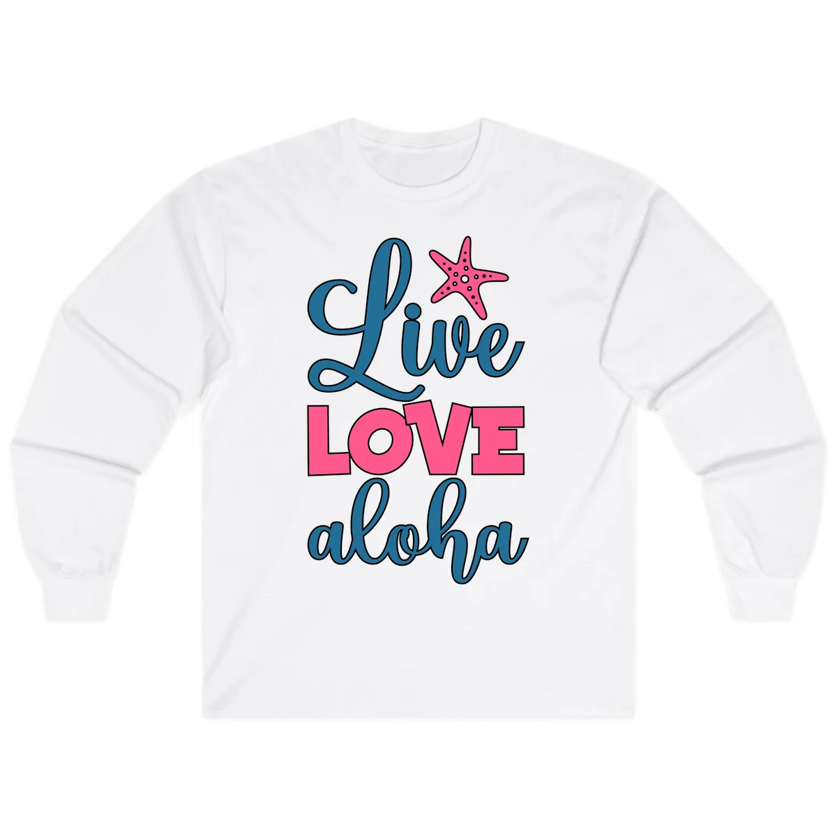 Live Life Aloha Starfish Long Sleeve in White