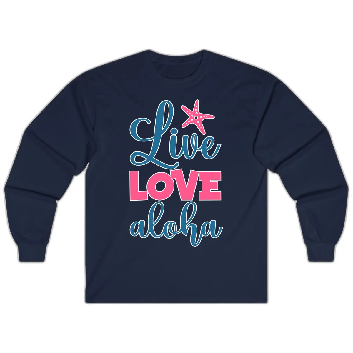 Live Life Aloha Starfish Long Sleeve in Navy