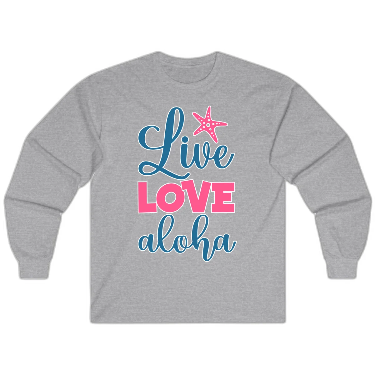 Live Life Aloha Starfish Long Sleeve in Sport Grey