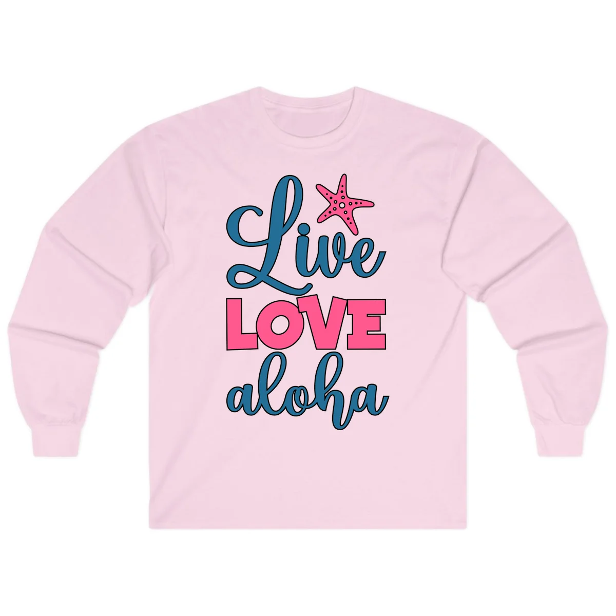 Live Life Aloha Starfish Long Sleeve in Light Pink