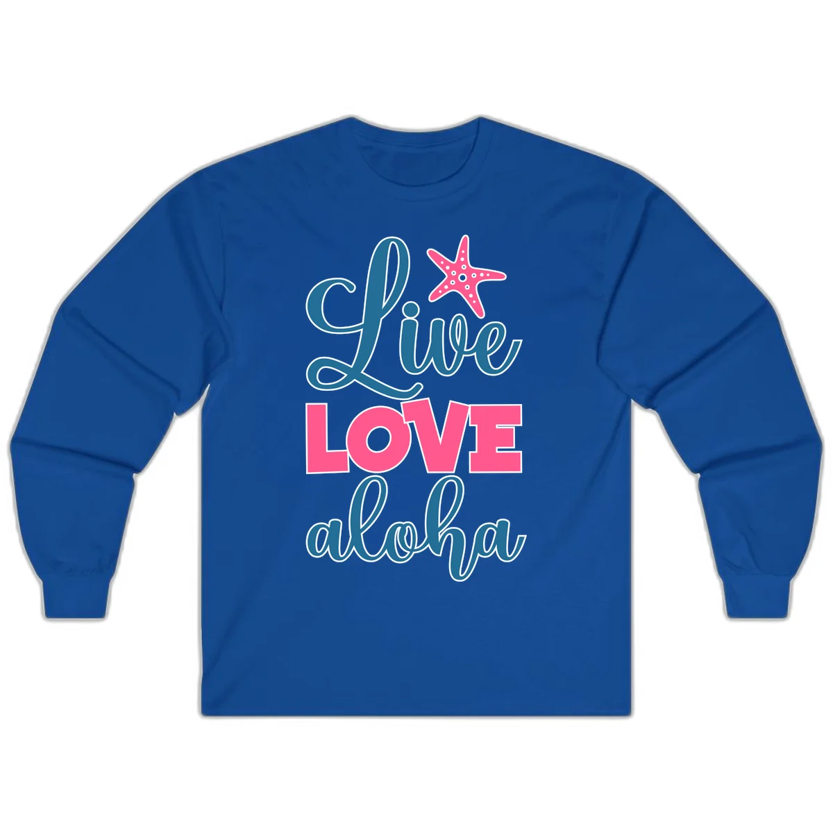 Live Life Aloha Starfish Long Sleeve in Royal